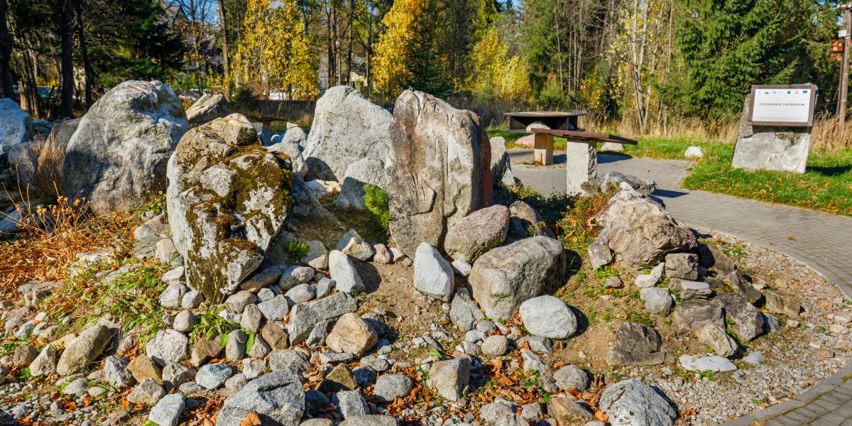 Kilkanaście kamieni różnej wielkości ustawionych obok siebie